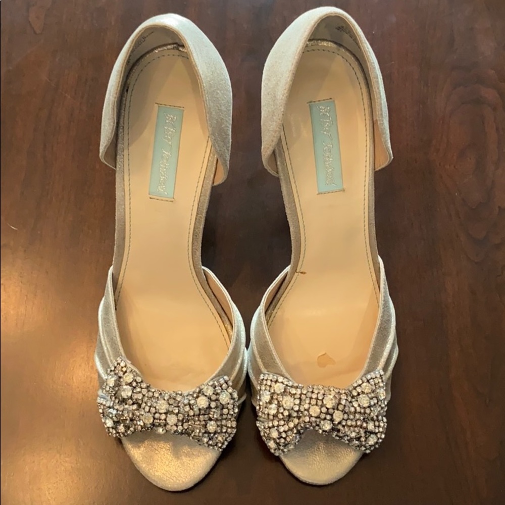 Blue by Betsey Johnson Silver Metal Stiletto Heels